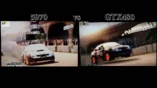 HD 5970 vs GTX 480 Dirt2 Showdown Maxishine Video