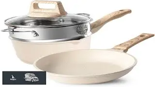Cookware Wok Set Non Stick Pan Stone Kitchen Rice Pot Double Boiler Boiler