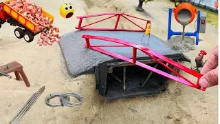 diy mini tractor making cement bridge construction ‪@spucreator‬