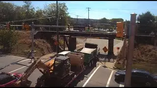 Excavator on trailer 