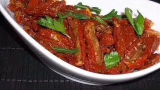 Getrocknete Tomaten eingelegt. Kurutulmus domates zeytinyaginda marineli-Türkische Rezepte