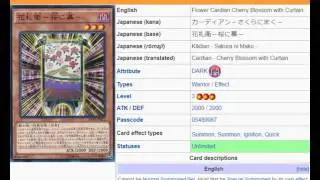 YuGiOh101: Card Review: Flower Cardian Cherry Blossom with Curtain