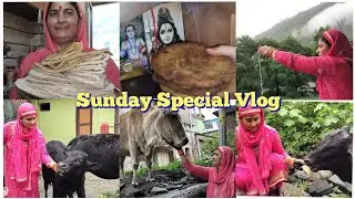 Vlog 37 | Sunday Special Vlog | Rot Prashad Recipe | Day with cow | Village Lifestyle ❤️
