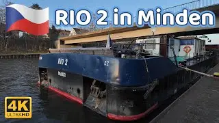 RIO 2 Schubschiff unterwegs von Rotterdam nach Lovosice in Tschechien. Stopp in Minden 21.03.2025