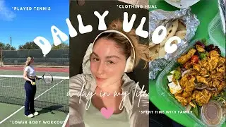 DAY IN MY LIFE! | Halara Haul, played tennis, glute workout