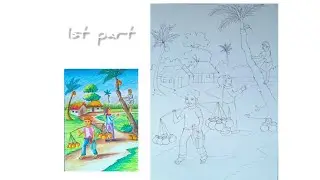 How To Draw Winter Morning Scenery, Winter Scenery Drawing Step By Step For Beginners 