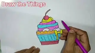 How to draw cake || Easy cupcake drawing || Cupcake drawing || Cake || Cakes || @DrawtheThings