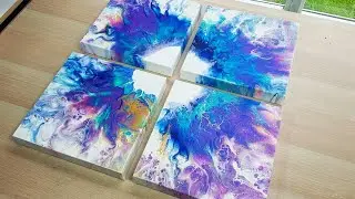 4pc Flower Color Shift Dutch Pour 🌺 - BREATHTAKING Set in Acrylic Pouring Technique (2019)