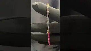 Stunning 5.90 Carats Round Sapphires Ruby Unisex Tennis Bracelet In Hallmark 18K Yellow Gold