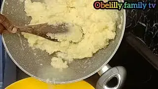 Preparing dinner for the family vegetables soup and semolina fufu 