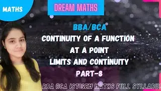 Questions of Continuity of a function at a point|limits and continuity part-8|BBA Maths|BCA Maths