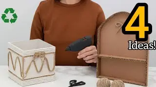 4 Creative Cardboard Ideas 😱 Stylish Home Decor with Simple Materials!