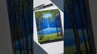Waterfall Painting 🏞️🎨 #acrylic #shortsfeed