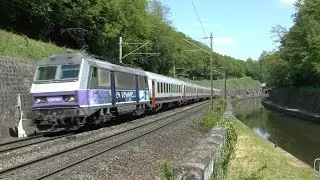 Paris – Strasbourg: Bahnverkehr am Canal de la Marne au Rhin zwischen Steinbourg und Arzviller