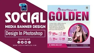 Make Your Mark with Stunning Golden Bridal Makeup Studio Banner Designs | Photoshop Design
