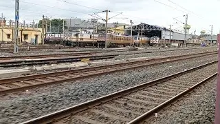 Fast local train cross the railway electric engine carshed #trending 
