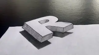 3D Floating Letter R Tutorial | How To Draw Floating Letter | 3D Letter Drawing Tutorial