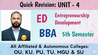 Entrepreneurship Development UNIT 4 Last Minute Quick Revision 2025-26 BBA 5th V Sem OU KU TU PU MGU