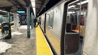 BMT Astoria Line: R68 and R46 subway cars on the N and W lines at Astoria Boulevard 