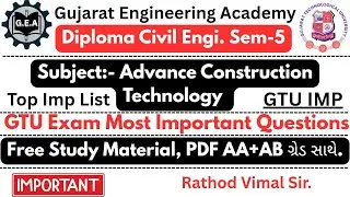 📘GTU IMP Questions Advance Construction Technology🔥| Diploma Civil Sem-5💯|Free Study Material#gtuimp