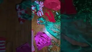 Christmas Costume Winner Santa Claus Candy Cane Tree Outfit Inspiration Green Red Stripe Glitter