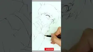 Drawing Shinichi Kudo | Calm Genius Pencil Art 🕵️&zwj;♂️ #short