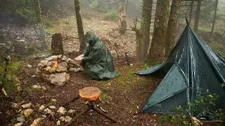 60 h Winter Bushcraft   A Frame Bucksaw   One Lavvu Canvas Poncho   No Talking