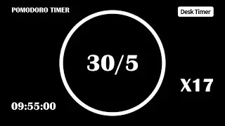 30/5 Pomodoro Timer (No Music) | 17 X 30min | 9:55:00 Timer