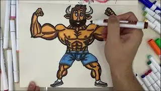 Drawing Hadi Choopan as a Cartoon Character | The Persian Wolf in Epic Muscle Cartoon Form 🐺🔥