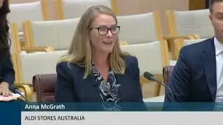 Nick McKim asking Aldi Australia CEO Anna McGrath about Aldi in Tasmania