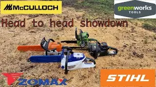 Поединок аккумуляторных бензопил лицом к лицу ~ Greenworks - McCulloch - Stihl - Zomax