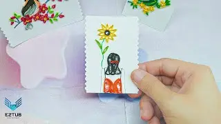 SRLF21 Hanshake Making Sunflower Girl Card