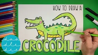 How to Draw a Cute Crocodile &ndash; Fun & Easy Tutorial | With Coloring | For Kids & Beginners