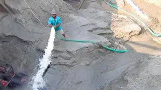 Raw Power of Water: Skilled Worker Carving Through a Mountain of Sand! | Sand Flow Chronicles