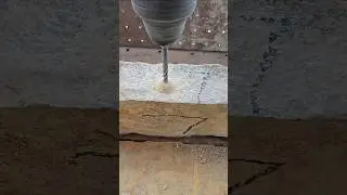 using my Bosch hammer drill, I am predrilling the sandstone for an anchor to be installed later#fun