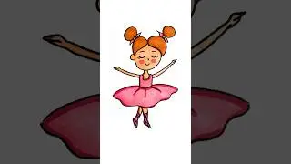 How to draw a dancing girl #ballet #stepbystep easy drawing for kids #artforkids #kidsvideo #kidsart