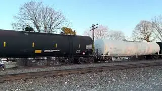 NS 4443 leads a westbound manifest through New Galilee, PA in mid December 2025