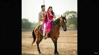 Couple kiss on horse
