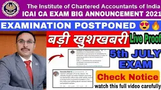 Icai ca exam today big update🔥/Icai ca exam Postponed?😍/Icai ca exam date 2021#icaicaexampostponed