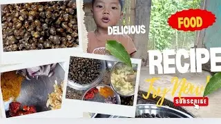 My 3 year old baby cooking snail curry 