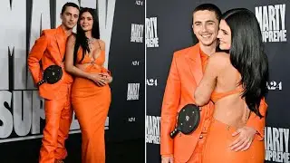 Кайли Дженнер и близнец Тимоти Шаламе в одинаковых ярко-оранжевых нарядах на премьере Marty Supreme