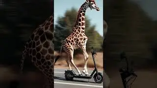 Giraffe Riding a Scooter?! 😭🦒 #viralvideo #animals
