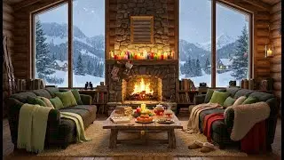 Cozy winter ambience video with fireplace and snowfall #ambience #ambientsound #ambientvideo  4 K