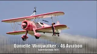 Hanging upside down UNDER the wing! - Danielle 'Wingwalker' - 46 Aviation   Sywell Airshow 2024