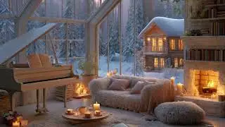 Cozy Winter Ambience & Relaxing Piano | Snow, Fireplace, and Candles