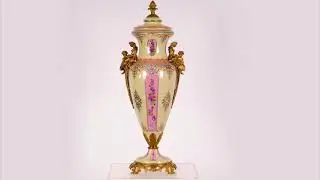 19th Century French Style Painted Crystal and Copper Lidded Vase 29x21x86cm GV.PG168