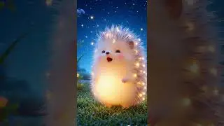 Glowing Baby Hedgehog Under Starry Night 🌟🦔 | Cutest Fantasy Creature#shorts  #cute
