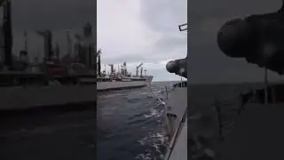 NAVY. LCS REPLENISHMENT AT SEA.   RAS. UNDERWAY REFUELING.   CSW SHOOT.   .50CAL.  M2HB.       2022.