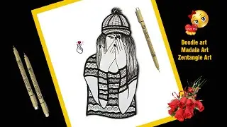 Zentangle,Doodle,Mandala Inspired Art / How to draw Hidden face - step by step - Drawing Easy