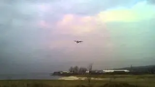 Flybe Dash 8 Q400 lands at George best belfast city airport